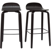 Miliboo - Vintage-Barhocker schwarzes Holz H68 cm (2er-Set) obra von MILIBOO