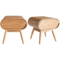 Vintage-Nachttisch mit Schublade aus hellem Holz B45 cm (2er-Set) bjorg von MILIBOO