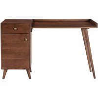 Miliboo - Vintage-Schreibtisch mit Schubladenelement aus massivem Akazienholz B130 cm roby - Holz hell / Weiß von MILIBOO