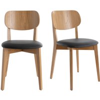 Vintage-Stühle Eichenholz und schwarze Sitzfläche (2er-Set) LUCIA von MILIBOO