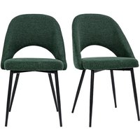 Vintage-Stühle aus Stoff mit strukturiertem Samteffekt in Grün und schwarze Metallfüße (2er-Set) cosette von MILIBOO