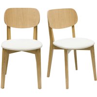 Vintage-Stühle aus hellem Holz mit Eichenfurnier und weißem Stoff mit strukturiertem Samteffekt (2er-Set) lucia von MILIBOO
