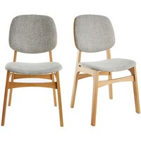 Vintage-Stühle mit hellgrauem Stoff und hellem Holz (2er-Set) soquette - Natur von MILIBOO
