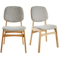 Vintage-Stühle mit hellgrauem Stoff und hellem Holz (2er-Set) soquette von MILIBOO