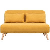 Zweisitzer-Relaxsessel aus Samtstoff in Senfgelb und hellem Holz AMIKO von MILIBOO