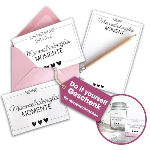 MILINDO Glücks- Marmeladenglasmomente – Geschenk für Frauen, Schwester, Mitbringsel, Kleinigkeit, Valentinstag von MILINDO