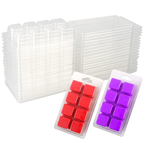 MILIVIXAY 100 Packungen 8 Mulden Cubes Clamshells- Wachsschmelzbehälter für Torten- klare leere Kunststoff-Wachsschmelzformen. von MILIVIXAY