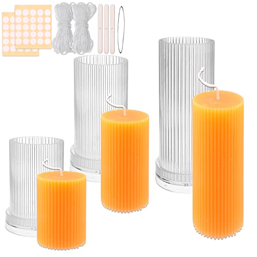 MILIVIXAY 3 Stück gestreifte Stumpenkerzenformen – Kunststoff-Kerzenformen für Kerzenherstellung, Kerzenherstellung. von MILIVIXAY
