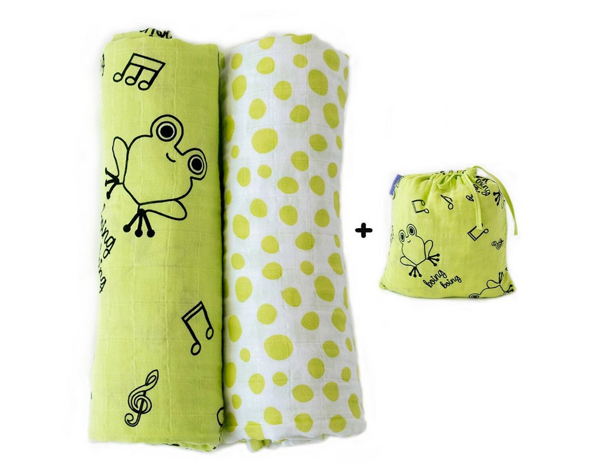 Babydecke Milk&Moo Cacha Frog Musselin Wickeldecke 2er-Set, MILK&MOO von MILK&MOO