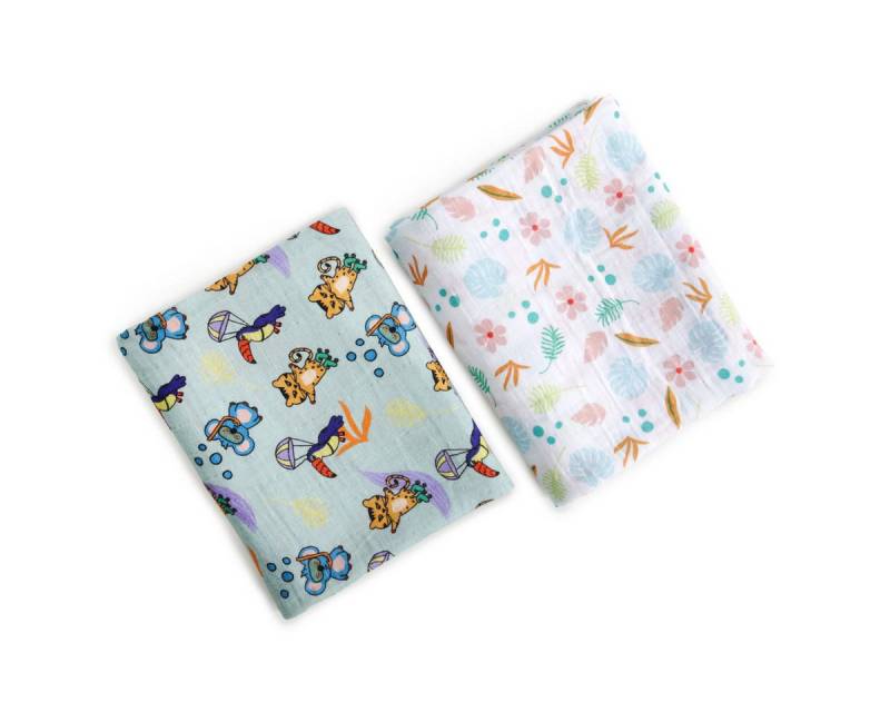 Babydecke Milk&Moo Musselin-Decken Set 2er Jungle Friends, MILK&MOO Babydecke Milk&Moo Musselin-Decken Set 2er Jungle Friends, MILK&MOO von MILK&MOO