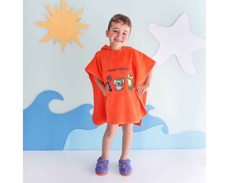 MILK&MOO Duschtuch Milk&Moo Kinderponcho %100 Baumwolle Einheitsgröße Orange, (1-St) von MILK&MOO