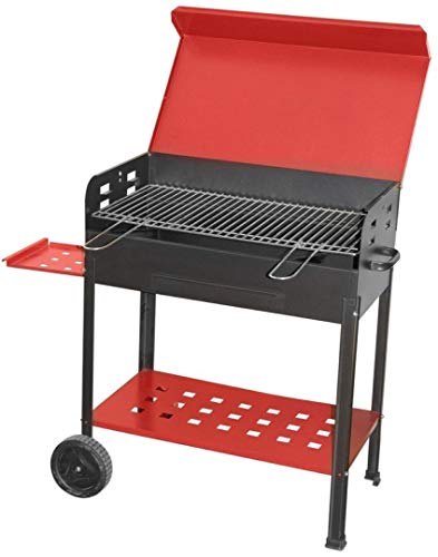 Holzkohlegrill 'Vanessa' aus lackiertem Eisen. Mit seitlicher Ablage, unterer Ablage und Rädern. Grillrost aus Stahl mit Griffen vorne und Deckel. Holzkohlegrill 'Vanessa' aus lackiertem Eisen. Mit seitlicher Ablage, unterer Ablage und Rädern. Grillrost aus Stahl mit Griffen vorne und Deckel. von MILLE
