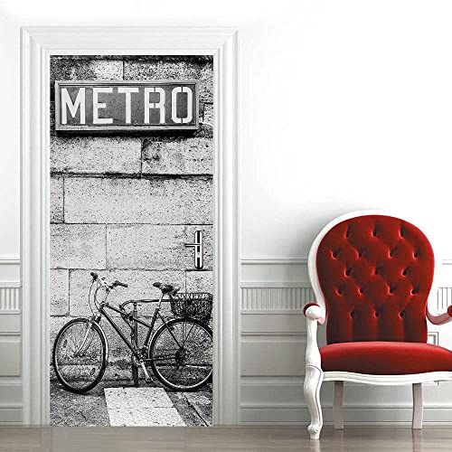 Türtapete Selbstklebend Türposter 3D Türbild - U-Bahn-Fahrrad 90 X 200 Cm - Türfolie Fototapete Pvc Wasserfest Türaufkleber Wandtattoo Für Schlafzimmer Wohnzimmer Tür Dekoration Stickers - Türfoto von MILLTO