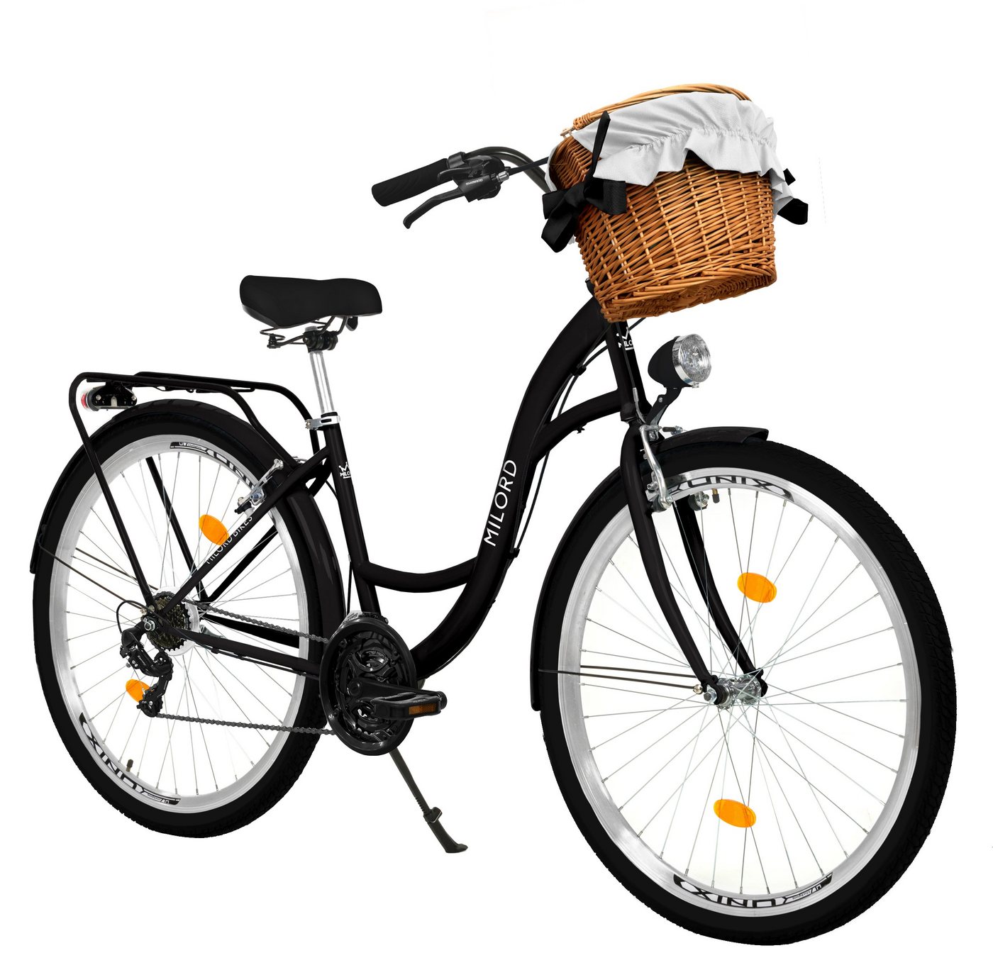 MILORD BIKES Cityrad Milord Komfort Fahrrad Jugendrad Korb, 24 Zoll, Schwarz, 21-Gang, 21 Gang, Kettenschaltung von MILORD BIKES