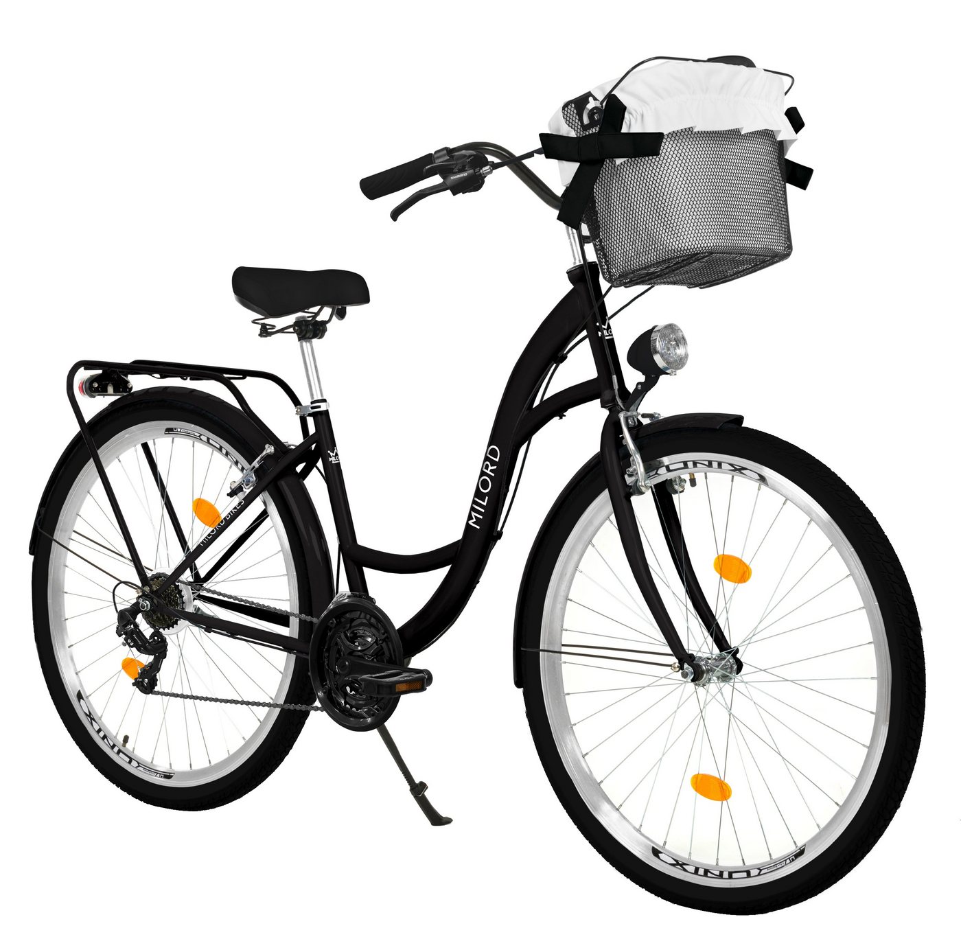 MILORD BIKES Cityrad Milord Komfort Korb Fahrrad Jugendrad, 24 Zoll, Schwarz, 21-Gang, 21 Gang, Kettenschaltung von MILORD BIKES