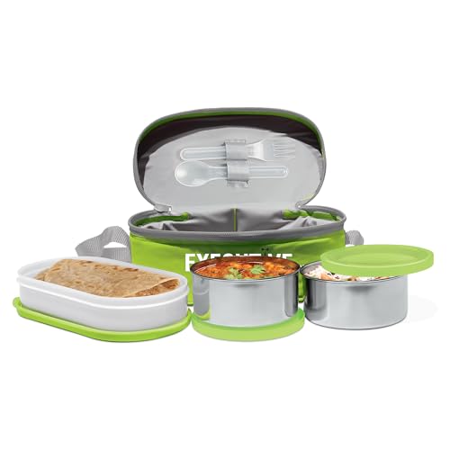 MILTON Edelstahl Lunchbox für Erwachsene & Kinder - Auslaufsichere Tiffin Box mit Tasche, Gabel & Löffel - Bento Box für Schule, Büro, Salat & Lebensmittel Aufbewahrung - Wiederverwendbare MILTON Edelstahl Lunchbox für Erwachsene & Kinder - Auslaufsichere Tiffin Box mit Tasche, Gabel & Löffel - Bento Box für Schule, Büro, Salat & Lebensmittel Aufbewahrung - Wiederverwendbare von MILTON