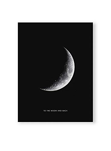Kunstdruck zum Einrahmen als Wandbild/Poster mit Mond und Weltall, schwarz-Weiss Moon | Wanning Moon (30 x 40 cm) von MILUKA