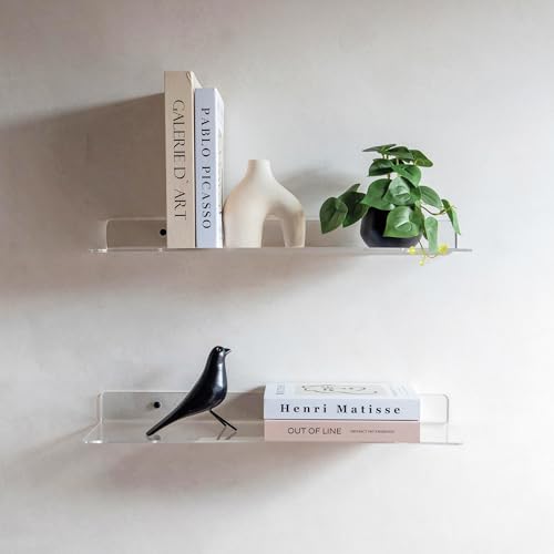 MILUKA Acryl Wandregal 60×15 cm - 2er Set | Schweberegale Transparent Kristallklar | Plexiglas Wandboard Unsichtbar & Stabil für Deko, Bücher, Pflanzen MILUKA Acryl Wandregal 60×15 cm - 2er Set | Schweberegale Transparent Kristallklar | Plexiglas Wandboard Unsichtbar & Stabil für Deko, Bücher, Pflanzen von MILUKA