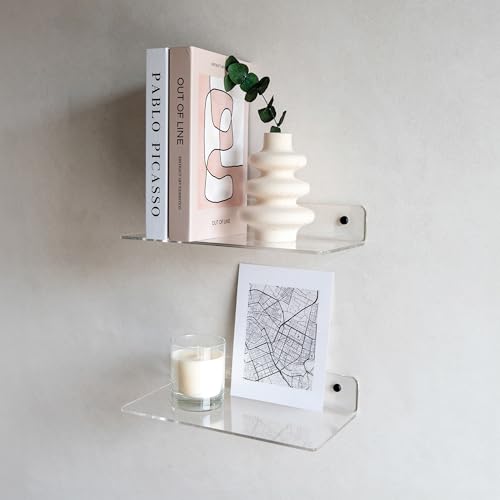 MILUKA Acryl Wandregal 30×15 cm - 2er Set | Schweberegale Transparent Unsichtbar | Plexiglas Wandboard Feuchtigkeitsbeständig für Bad, Wohnzimmer, Küche MILUKA Acryl Wandregal 30×15 cm - 2er Set | Schweberegale Transparent Unsichtbar | Plexiglas Wandboard Feuchtigkeitsbeständig für Bad, Wohnzimmer, Küche von MILUKA