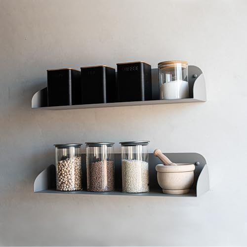 MILUKA Bücherregal Wand Grau 60 cm | Wandregal Metall Grau | Schwebendes Regal für Wohnzimmer | Küchenregal hängend, Badregal | Unsichtbare Befestigung, verdeckte Halterung MILUKA Bücherregal Wand Grau 60 cm | Wandregal Metall Grau | Schwebendes Regal für Wohnzimmer | Küchenregal hängend, Badregal | Unsichtbare Befestigung, verdeckte Halterung von MILUKA