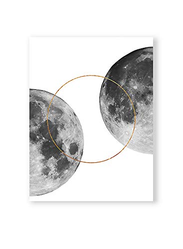 MILUKA Kunstdruck zum Einrahmen als Wandbild/Poster mit Mond und Weltall, schwarz-Weiss Moon | Full Moon Two (30 x 40 cm) von MILUKA
