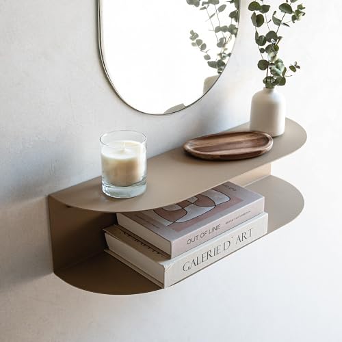 MILUKA - Schwimmender Eingangsbereich von 60 cm Beige - Eingangstisch in 2 Ebenen - Wandregal, Schminktisch oder Nachttisch - Modell Ovva MILUKA - Schwimmender Eingangsbereich von 60 cm Beige - Eingangstisch in 2 Ebenen - Wandregal, Schminktisch oder Nachttisch - Modell Ovva von MILUKA