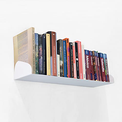 MILUKA Wandregal Weiß 60 cm | Bücherregal Wand | Bücher Regal Hängend | Floating Bookshelf als Schwebendes Bücherregal, Büro Regal Wand Deko, Unsichtbares Bücherregal kleines | Metallregal Weiß von MILUKA