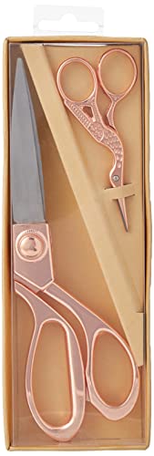 Milward Premium Scheren-Geschenkset – Enthält eine Nähschere und eine Storch-Stickschere, Metall, 20 cm und 9,5 cm, Roségold von Milward