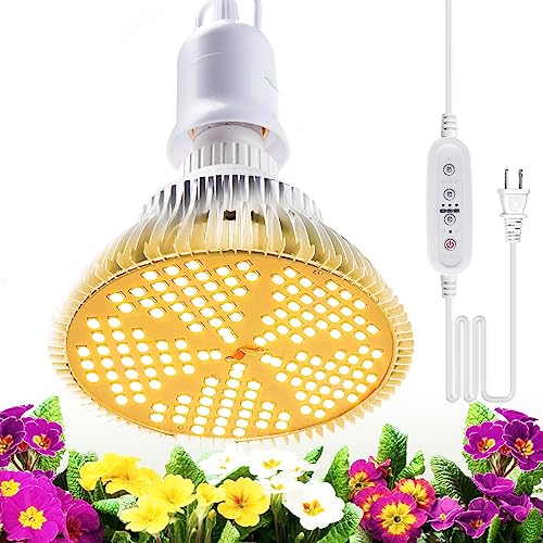 LED Pflanzenlampe mit Timing und hängendem System, 9H/12H/15H Timer, 150 LEDs Sunlike Vollspektrum Grow Lampe mit 16,4ft Netzkabel für Garten, Gewächshaus, Zimmerpflanzen, Sämlinge, Gemüse und Blumen von MILYN