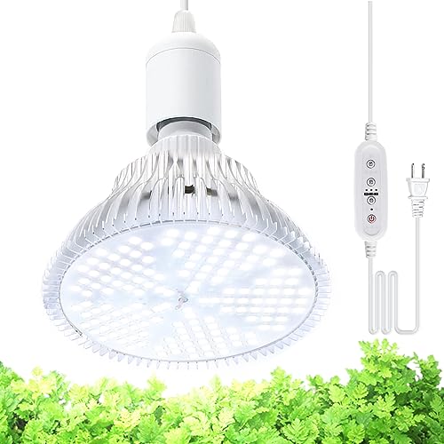 MILYN LED Pflanzenlampe mit Timing und hängendem System, 9H/12H/15H Timer, 150LEDs Weiß Vollspektrum Grow Light mit 16,4ft Netzkabel für Gewächshaus, Innengärten, Zimmerpflanzen, Hydroponik von MILYN