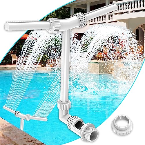 Wasserbrunnen Dual Spray Einstellbarer Pool Wasserfall Brunnen mit Adapter Belüfter für Über Inground Spa Kühles Warmes Wasser Temperaturen von MILYN