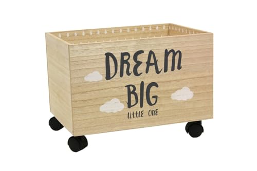Holzkiste Dream mit Rädern (40,2 x 28,3 x 24/29,5 cm) von MIMBRE NATURAL