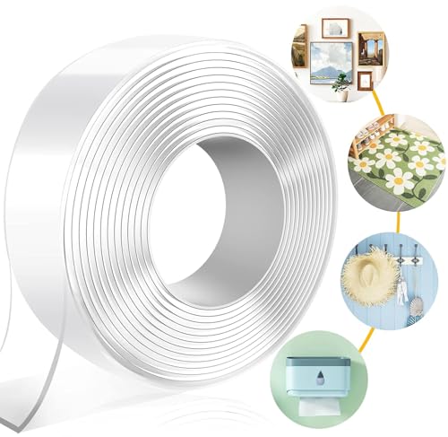 Doppelseitiges Klebeband Extra Stark, 5M Klebeband Doppelseitig Transparent Klebepads Abwaschbar Ablösbar Klebestreifen Doppelseitig Spurlos Starker für Teppiche Fotoecken ohnl Nägel von MIMEIMIAI
