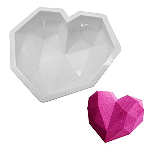 Backen Teigform & #-; 3D Diamant Herz Silikon Kuchen Form & #-; nicht Stick FDA BPA-frei, Valentine Schokolade Jelly Mousse Kuchenform Amore Teig Werkzeug Diamond Heart von MIMINUO