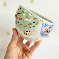 Bunte Handgemachte Keramik Schale, Getöpferte Halloweenkeramik, Süße Handbemalte Müslischale, Kürbisschale, Süße Keramikschale, Summerween, Herbst Bunte Handgemachte Keramik Schale, Getöpferte Halloweenkeramik, Süße Handbemalte Müslischale, Kürbisschale, Süße Keramikschale, Summerween, Herbst von MIMIPOTTERI