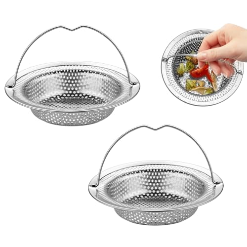 MIMIROOM 2 Stück Abflusssieb Küchenspüle,A bflusssieb küchenspüle mit Griff,Rostfreier Stahl Abflusssieb Waschbecken,Spülbecken Sieb Verstopfungsschutz Küche Abfluss Spüle (11 x 8 x 2 cm) von MIMIROOM