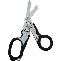 6 in 1 Multifunktions-Traumaschere, Notfall-Reaktionsschere, Edelstahl-Klappschere mit Etui, Faltbare medizinische Traumaschere mit Cutter, Schwarz von MIMIY