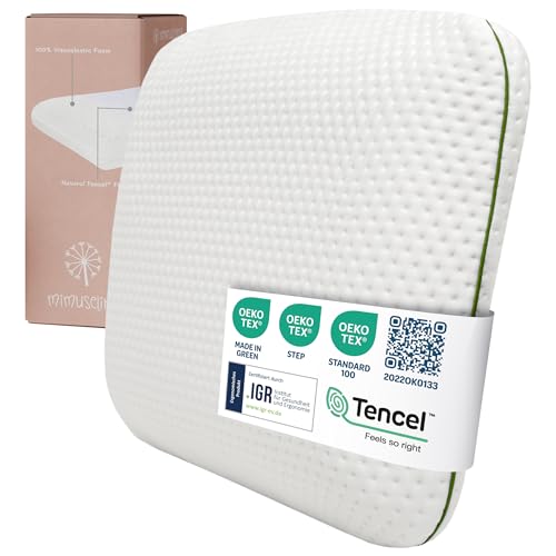 MIMUSELINA Kopfkissen 60x40x6 für Kinder ab 2 Jahren – Weiches und Atmungsaktives Kinderkissen für sicheren Schlaf – 100% Natürliches Memory Foam Oeko-TEX – Tencel Hypoallergene Hülle von MIMUSELINA