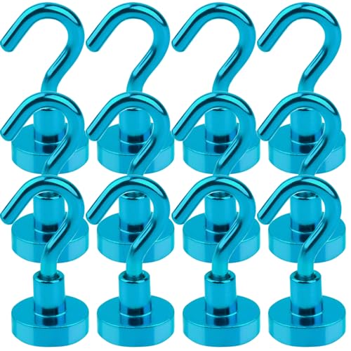 MIN CI 12 Stück Magnethaken Extra Stark, 16mm Magnete Stark Magnetische Haken, Blau Neodym Magnete Extra Stark Magnet Haken Küchenhaken für Camping Garage Küche Büro von MIN CI