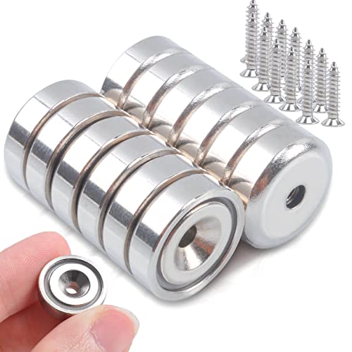 MIN CI 12 Stück Neodym Magnete Stark, Magnete mit Loch 16x5mm Magnet Schrauben Groß Rund Magneten Gewinde Flach Magnete für Magnettafel Küche Werkzeuge Schlüssel Topfmagnet von MIN CI