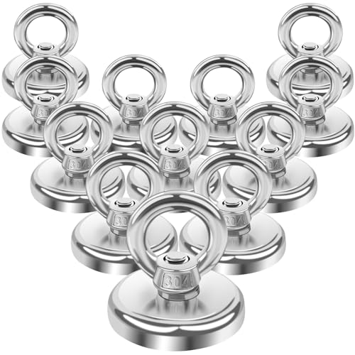MIN CI 12Stück Magnete Stark, 45KG（99lbs）Neodym Magnete Extra Stark Groß 32mm Runde Magnet mit Öse Magneten Starke Magnete Mit Haken Magnete mit Loch Ösenmagnet zum Schließfächern Kreuzfahrt von MIN CI
