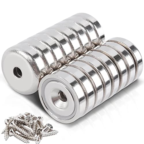 MIN CI 16 Stück Magnete mit Loch, 20x6mm Neodym Magnete Stark 10kg(22lbs) Magnet Groß Starke Magneten Schrauben Flach Magnete für Magnettafel Küche Werkzeuge Schlüssel Topfmagnet von MIN CI