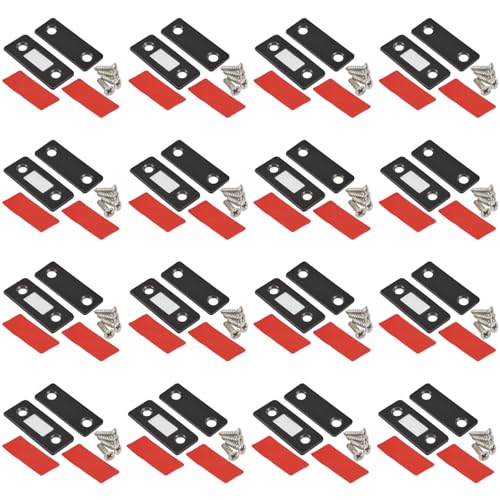 MIN CI 16 Stück Türmagnet Magnete für Schranktüren, Schwarz Tür Magnet Schrankmagnete Silbrig Türschließer Möbelmagnet Türöffner Magnetschnäpper Selbstklebend Magnet für Schubladen Balkontür von MIN CI