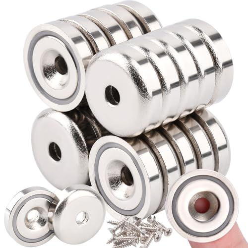 MIN CI 22Stück Neodym Magnete Extra Stark, 10kg(22lbs) Magnete zum Schrauben 20mm Runder Magnet mit Loch Flach Magnet mit Gewinde Magneten zum Anschrauben von MIN CI