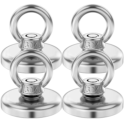 MIN CI 36mm Magnete Stark, 55KG（121lbs）Neodym Magnete Extra Stark Groß Runde Magnet mit Öse Magneten Starke Magnete Mit Haken Magnete mit Loch Ösenmagnet zum Schließfächern Kreuzfahrt 4Stück von MIN CI