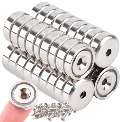 MIN CI 36Stück Neodym Magnete mit Loch, 6kg(13lbs) Magnete zum Schrauben 16mm Runder Neodym Magnete Extra Stark Flach Magnet mit Gewinde Magnet zum Anschrauben von MIN CI