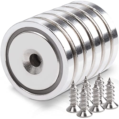 MIN CI 6 Stück Neodym Magnet Groß, Magnete Stark Magnete mit Loch 32x7mm Starke Magneten Schrauben für Magnettafel Küche Werkzeuge Schlüssel Topfmagnet von MIN CI