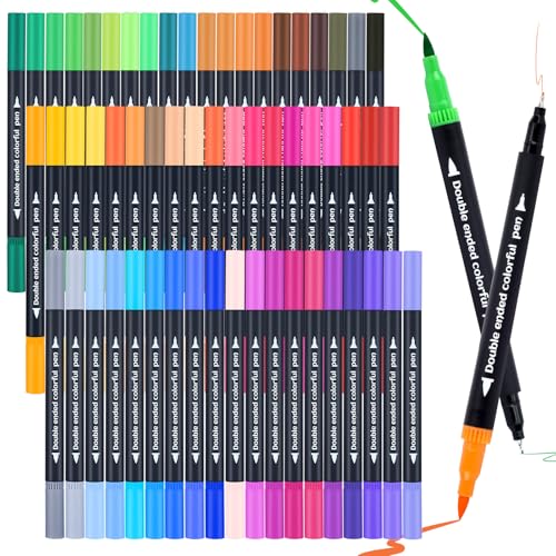 MIN CI 60 Farben Dual Brush Pen Set, Pinselstifte für Bemalen, Filzstifte Dicke und Dünne für Kinder und Erwachsene, Aquarell Stifte für Steine Bemalen, Ausmalen, Zeichnen, DIY, Handlettering MIN CI 60 Farben Dual Brush Pen Set, Pinselstifte für Bemalen, Filzstifte Dicke und Dünne für Kinder und Erwachsene, Aquarell Stifte für Steine Bemalen, Ausmalen, Zeichnen, DIY, Handlettering von MIN CI