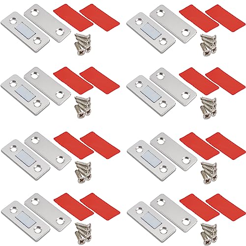 MIN CI 8 Stück Türmagnet Magnet Selbstklebend, Flache Magnete Silbrig Magnet Türschließer Möbelmagnet Türöffner Magnetschnäpper Rechteckmagnete Tür Magnet für Schubladen Balkontür Schranktür von MIN CI