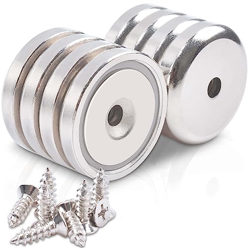 MIN CI 8 Stück Neodym Magnet Groß, 50kg(110lbs) Magnete Stark Neodym Magnete mit Loch 36x7mm Starke Magneten Schrauben für Magnettafel Küche Werkzeuge Schlüssel Topfmagnet von MIN CI